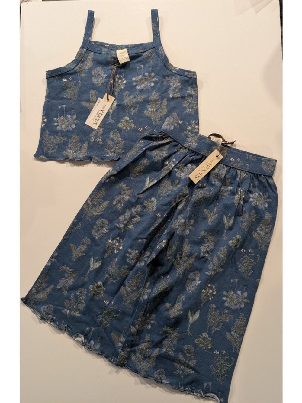 Kate Quinn 2T The Woods Modal Blue Litho Floral Tank Top Jade Set 108